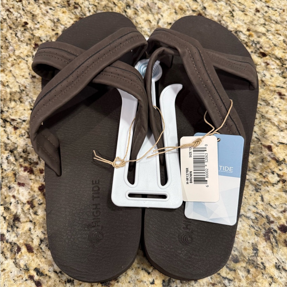 High Tide brown faux leather slipper on sandals Size 10